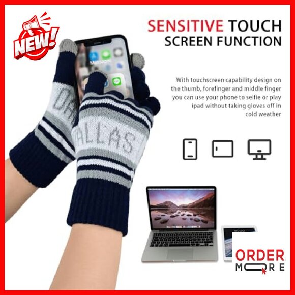 3D Embroidery Skull Cap Beanie with Touchscreen Gloves Winter Set - Picture 5 of 8